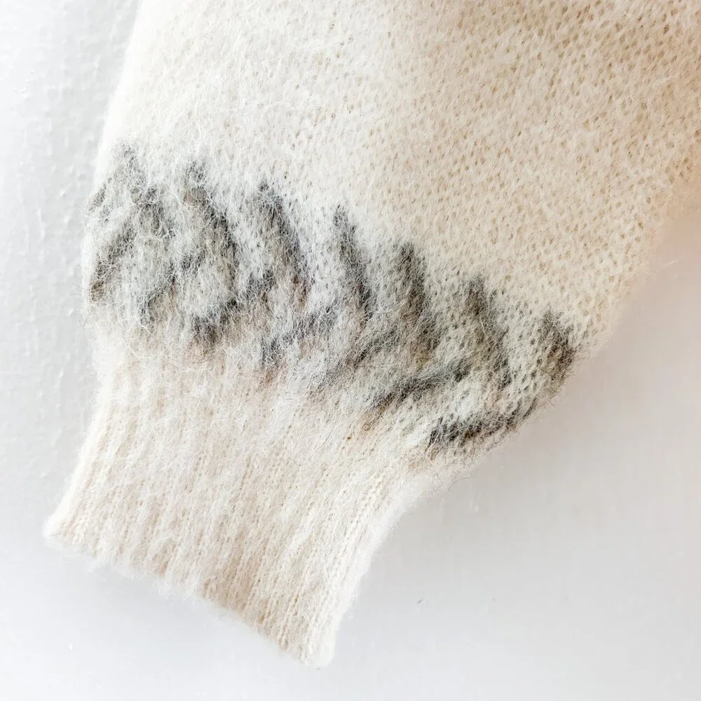 VINTAGE 70's Yoke Icelandic Lopapeysa 100% Pure Wool and Mohair Sweater - Picture 3 of 9